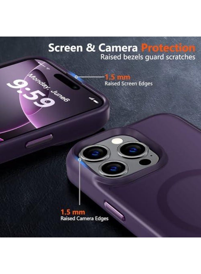 أكاليكس جراب مغناطيسي غير لامع لهاتف iPhone 14 Pro Max، حماية عالية الجودة من السقوط مع شريط مقاوم للصدمات، جراب خلفي شفاف غير لامع للهاتف | أرجواني غامق غير لامع - Image 4